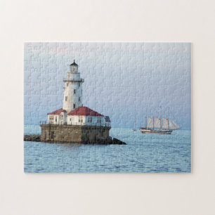 Chicago Breakwater Light & WIndy II Jigsaw Puzzle