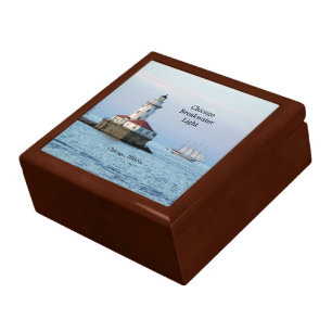 Chicago Breakwater Light & Windy II keepsake box