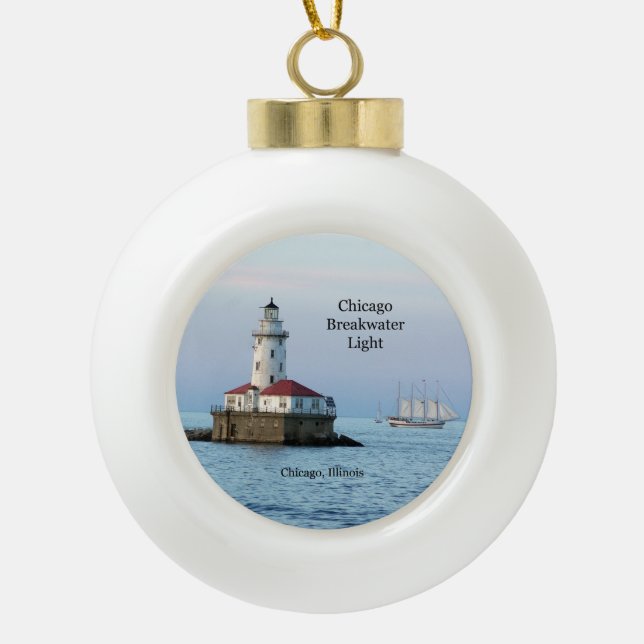 Chicago Breakwater Light & Windy II Ornament (Front)