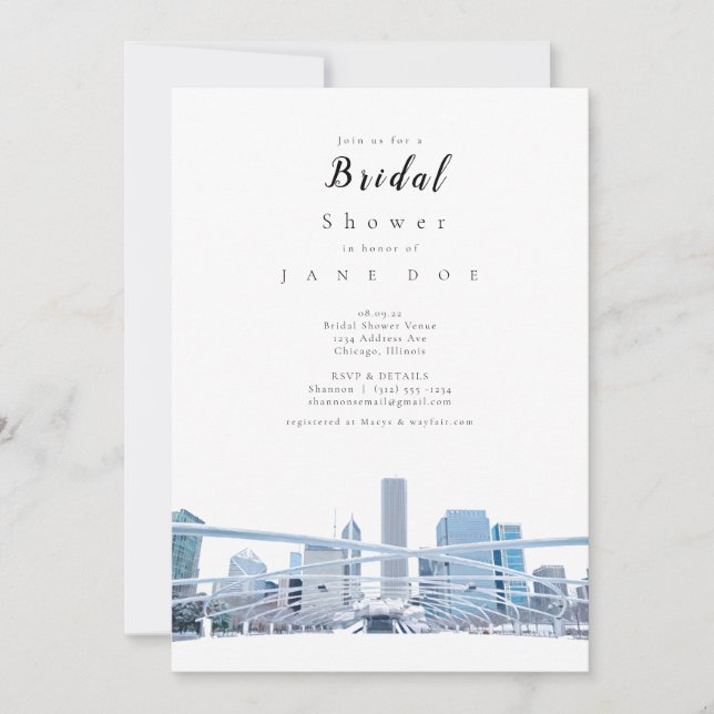 Chicago Bridal Shower Invitation (Front)