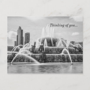 Chicago Buckingham Grayscale Thinking Of Postcard