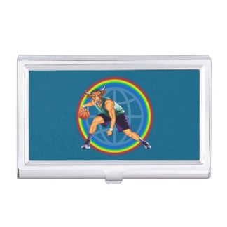 Chicago bulls basketball player in action business card case