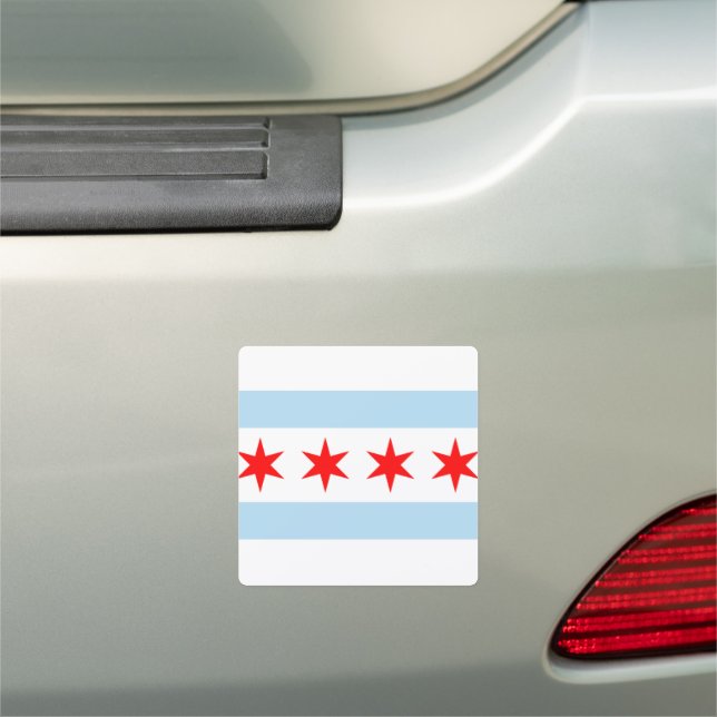 Chicago Bumper Sticker & Chicago Flag /City USA Car Magnet (In Situ)