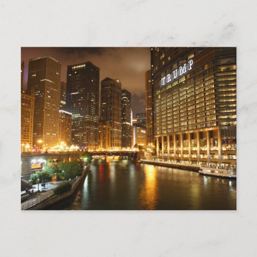 Chicago by night postcard