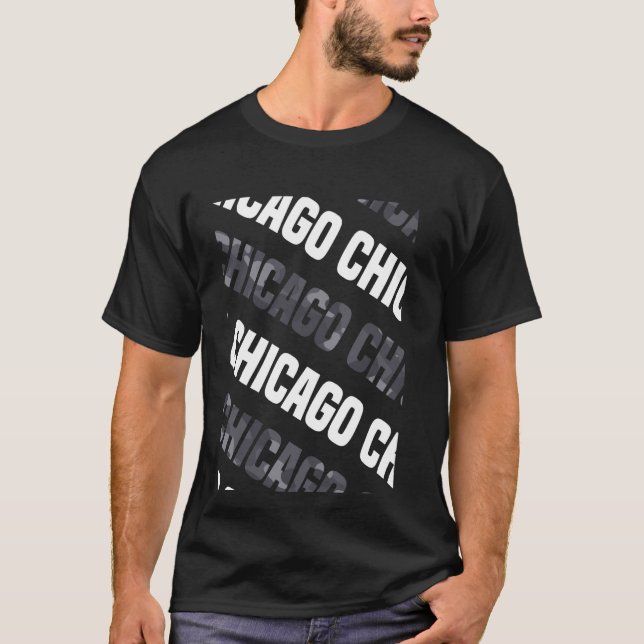 Chicago Camo Pattern Grey Camouflage T-Shirt (Front)