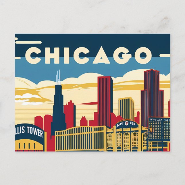 Chicago Charm: A Retro Glimpse of the Windy City Postcard (Front)