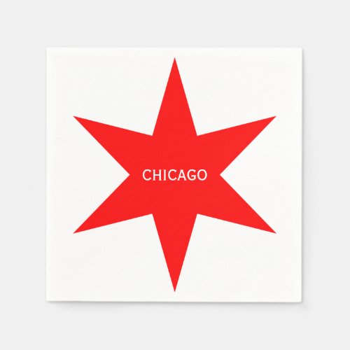 CHICAGO _ Chicago Flag Red 6_Pointed Star Paper Napkins