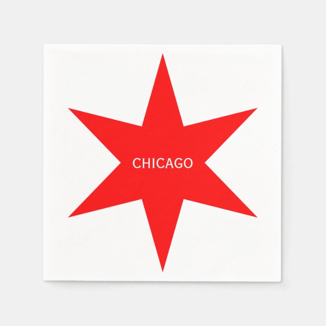 "CHICAGO" - Chicago Flag Red 6-Pointed Star Paper Napkins (Front)