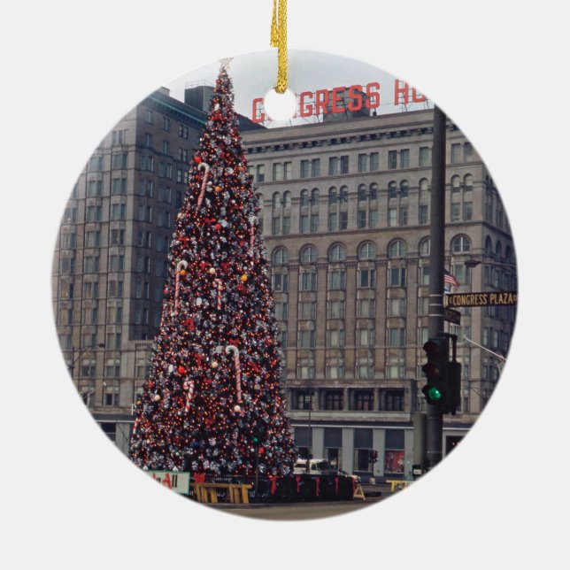 Chicago Christmas at Congress Hotel 1963 Ceramic Ornament (Back)