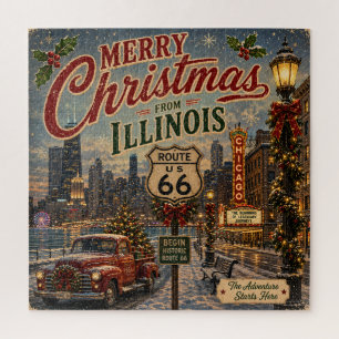 Chicago Christmas Mother Road Game Night Jigsaw Puzzle