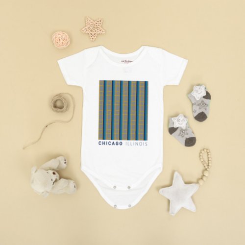 Chicago City Abstract Flag and Subway Pattern   Baby Bodysuit