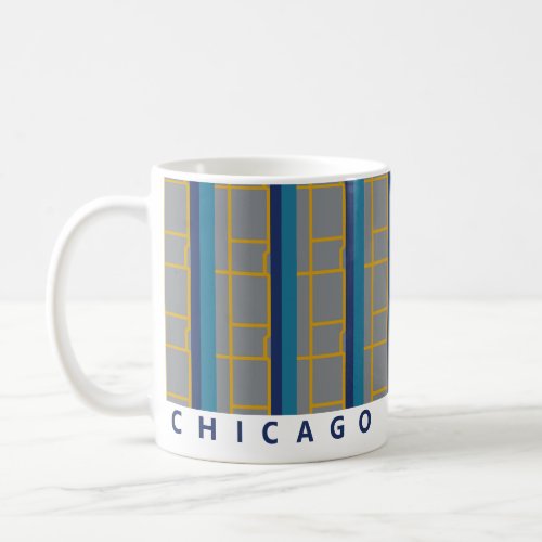 Chicago City Abstract Flag and Subway Pattern Coffee Mug