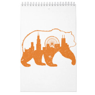 Chicago City Apparel Downtown Walking Bear Silhoue Calendar