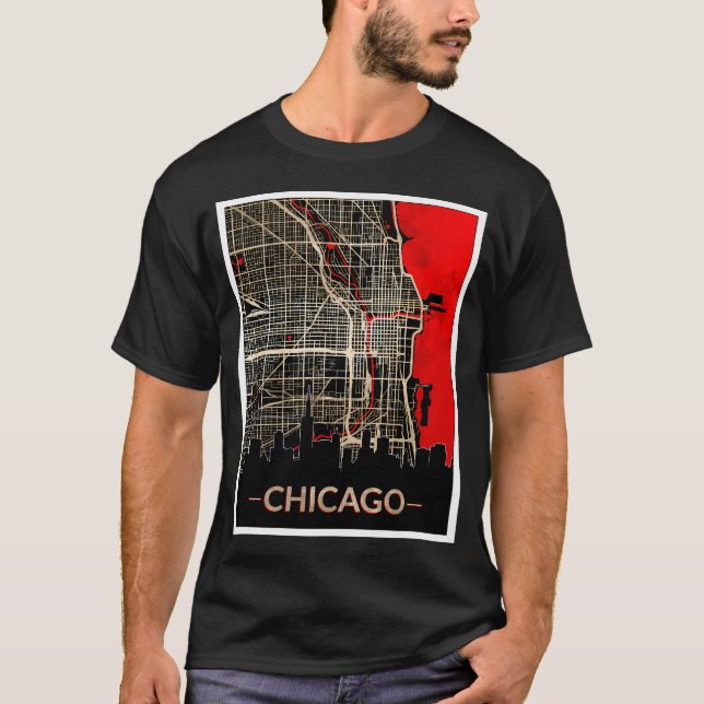 Chicago City Edition Map T-Shirt (Front)