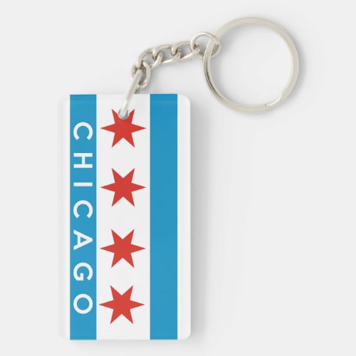 chicago city flag america text name keychain