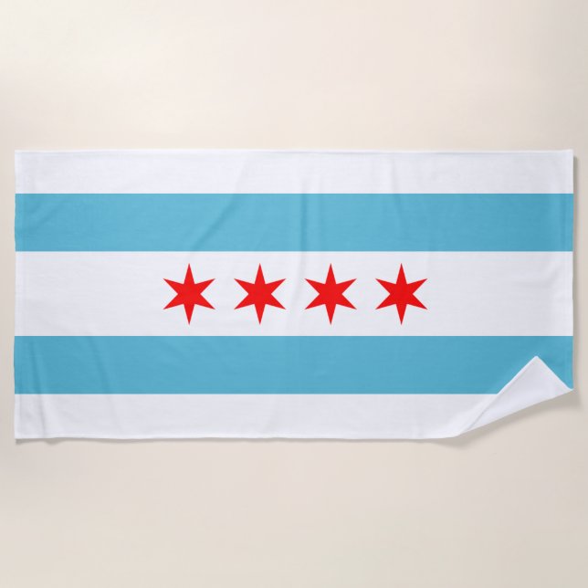 Chicago city flag beach towel (Front)