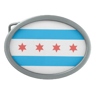 Chicago city flag belt buckle