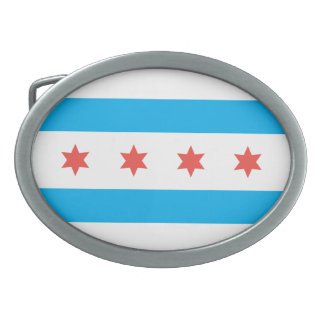 Chicago city flag belt buckle