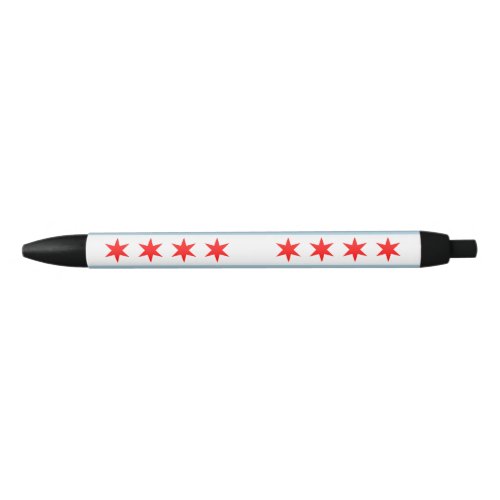 Chicago city flag black ink pen