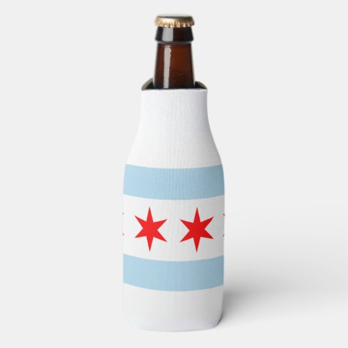 Chicago city flag bottle cooler