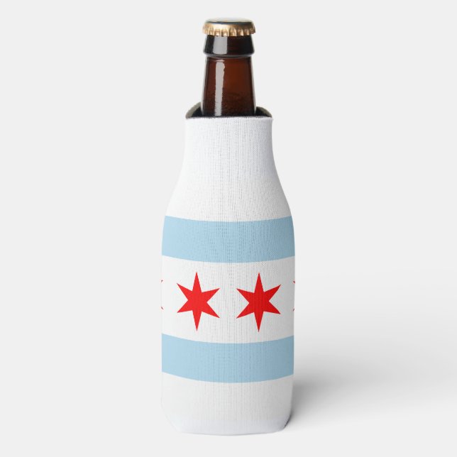 Chicago city flag bottle cooler (Bottle Front)