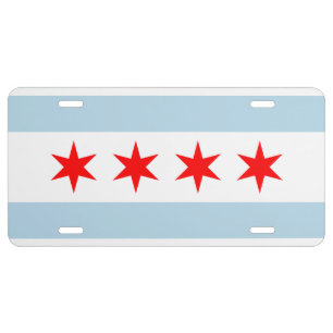 Chicago city flag car license plate sign
