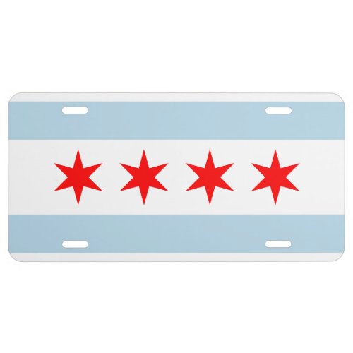 Chicago city flag car license plate sign