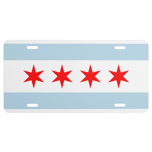 Chicago city flag car license plate sign (Front)