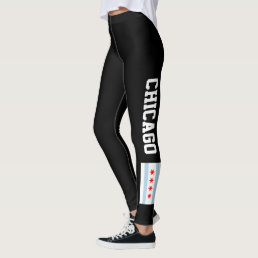 Chicago city flag custom dark sports leggings