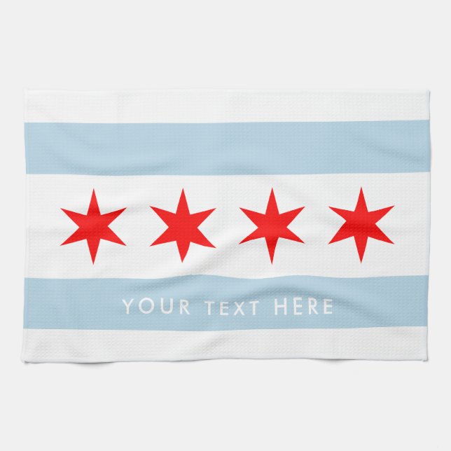 Chicago city flag custom kitchen towel gift (Horizontal)