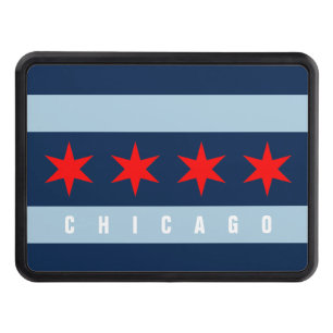 Chicago city flag custom text car hitch cover