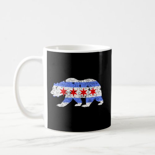 Chicago City Flag Distressed Bear Coffee Mug