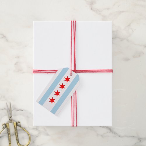 Chicago city flag gift tags