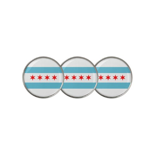 Chicago city flag golf ball marker