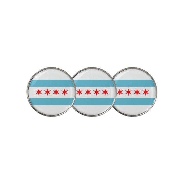 Chicago city flag golf ball marker (3 Up)
