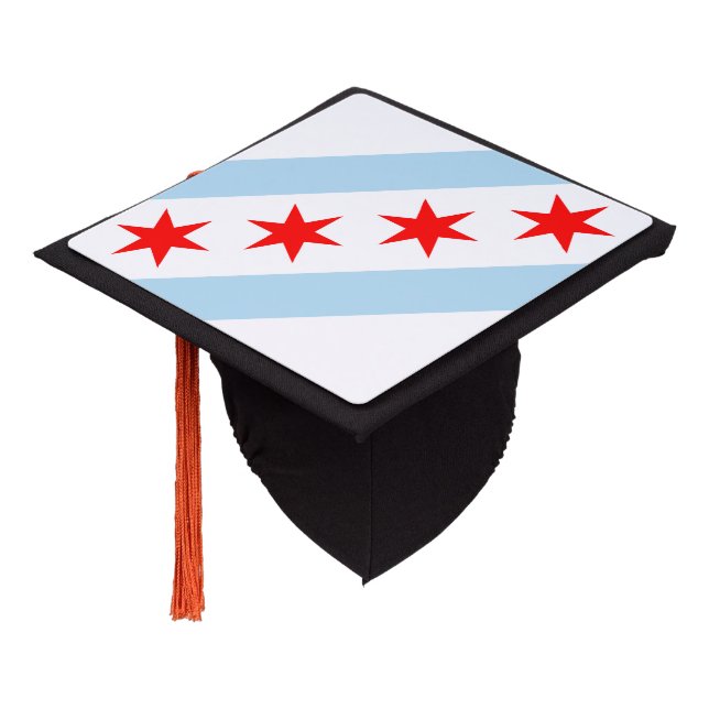 Chicago city flag graduation cap topper (Angled)