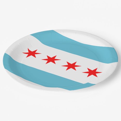 Chicago city flag paper plates