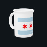Chicago city flag personalized ceramic pitcher<br><div class="desc">Chicago city flag personalized ceramic pitcher. Modern typography template. Patriotic design printed with custom text.  Unique Birthday gift ideas. Handy for pancake batter,  kitchen utensils and more.</div>