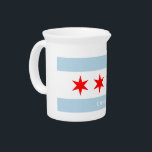 Chicago city flag personalized ceramic pitcher<br><div class="desc">Chicago city flag personalized ceramic pitcher. Modern typography template. Patriotic design printed with custom text.  Unique Birthday gift ideas. Handy for pancake batter,  kitchen utensils and more.</div>