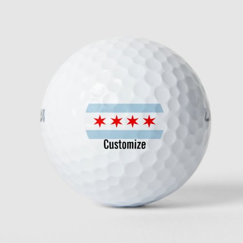 Chicago city flag personalized golf ball set gift