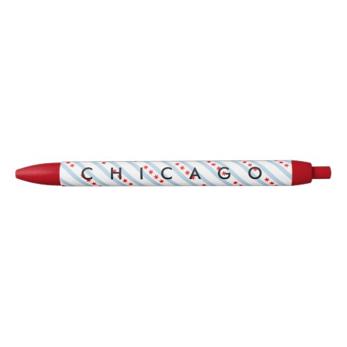 Chicago city flag personalized with custom text blue ink pen