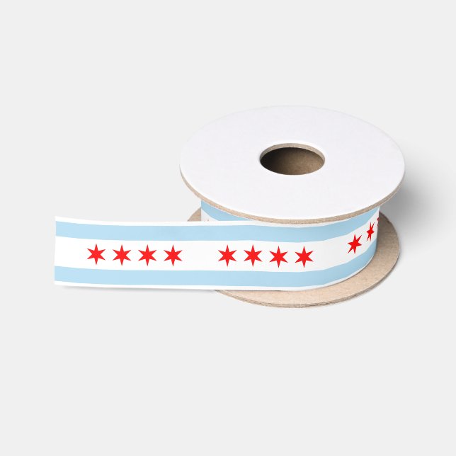 Chicago City Flag ribbon, USA, Illinois /sports Satin Ribbon (Spool)