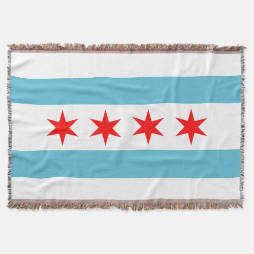 Chicago city flag throw blanket