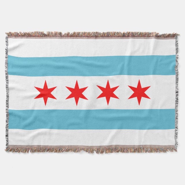 Chicago city flag throw blanket (Front)