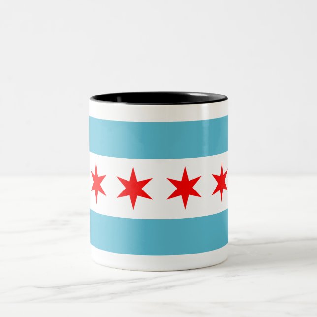 Chicago city flag Two-Tone coffee mug (Center)