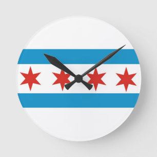 Chicago city flag United States America USA Round Clock