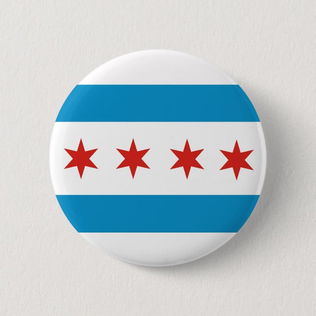chicago city flag usa america pinback button (Front)