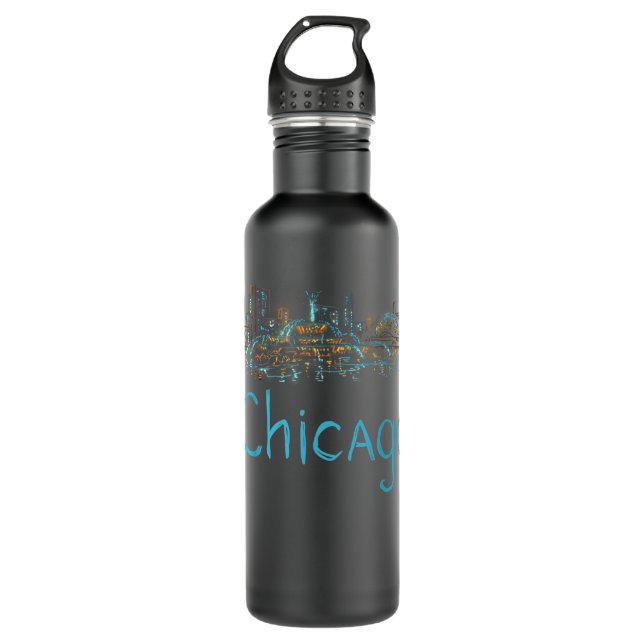 Chicago City Illinois souvenir gift for men women Stainless Steel Water Bottle (Front)