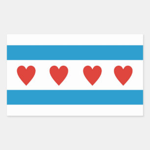 chicago city love flag hearts usa united states am rectangular sticker