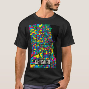 Chicago City Map - Colorful Abstract Art Print T-Shirt